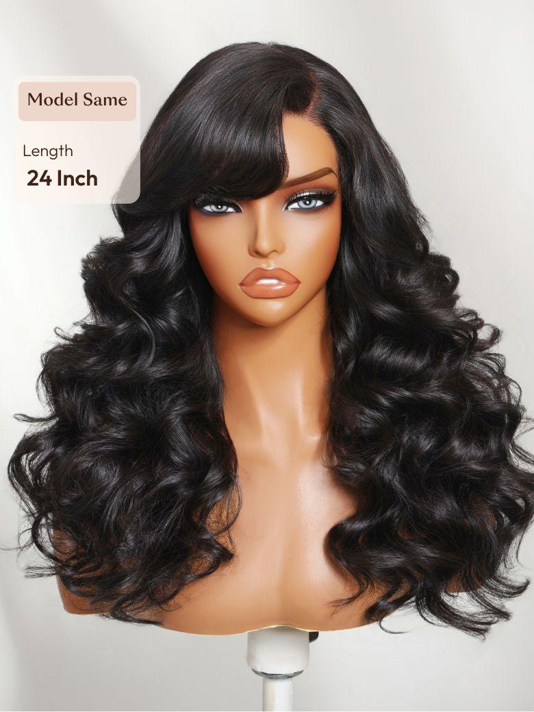 UNice Bye-Bye Slip™ Wig Feathered Layer Side Part 200% Density Wig with Secure Silicone Strips and Drawstring