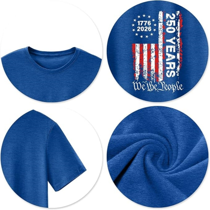 250th Anniversary USA Shirts for Men American Flag T-Shirt 4th of July Shirt 250 Years Birthday Patriotic Tops