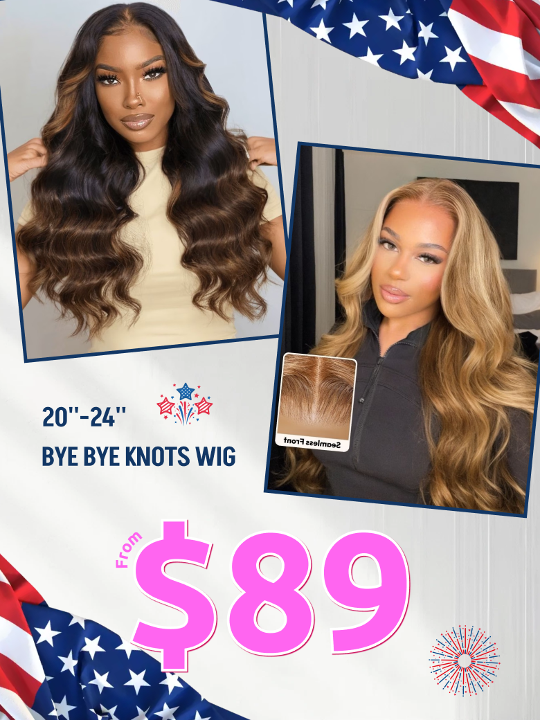 [20''-24''] UNice Bye-Bye Knots Wig Pre-Cut 7x5 Glueless Lace Honey Blonde Body Wave Wig & Loose Wave Wig