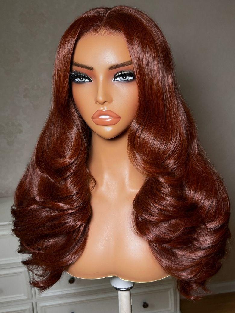 UNice 7x5 Bye Bye Slip™ Lace Reddish Brown Voluminous Layered Blowout Soft Body Wave Wig