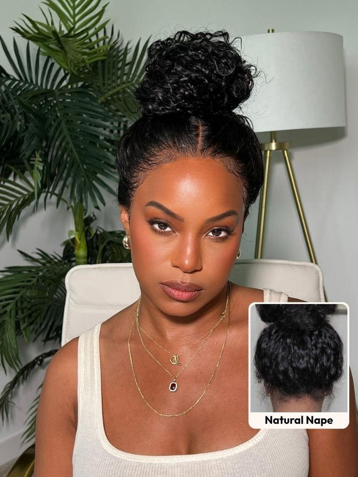 UNice Invisible Strap 360 Lace Black Water Wave and Body Wave Wig