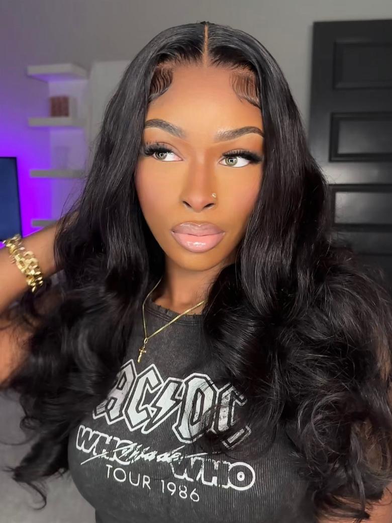 ByeBye Knots 7x5 Glueless Lace Wig 180% Density 3D Bouncy Body Wave Human Hair Wig