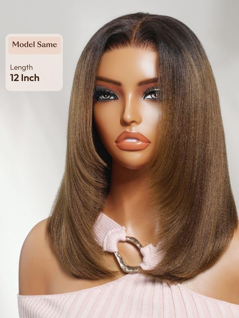 UNice 7x5 Bye-Bye Slip™ Lace Natural Black Side Part Blowout Bob Wig with Soft Curled Ends