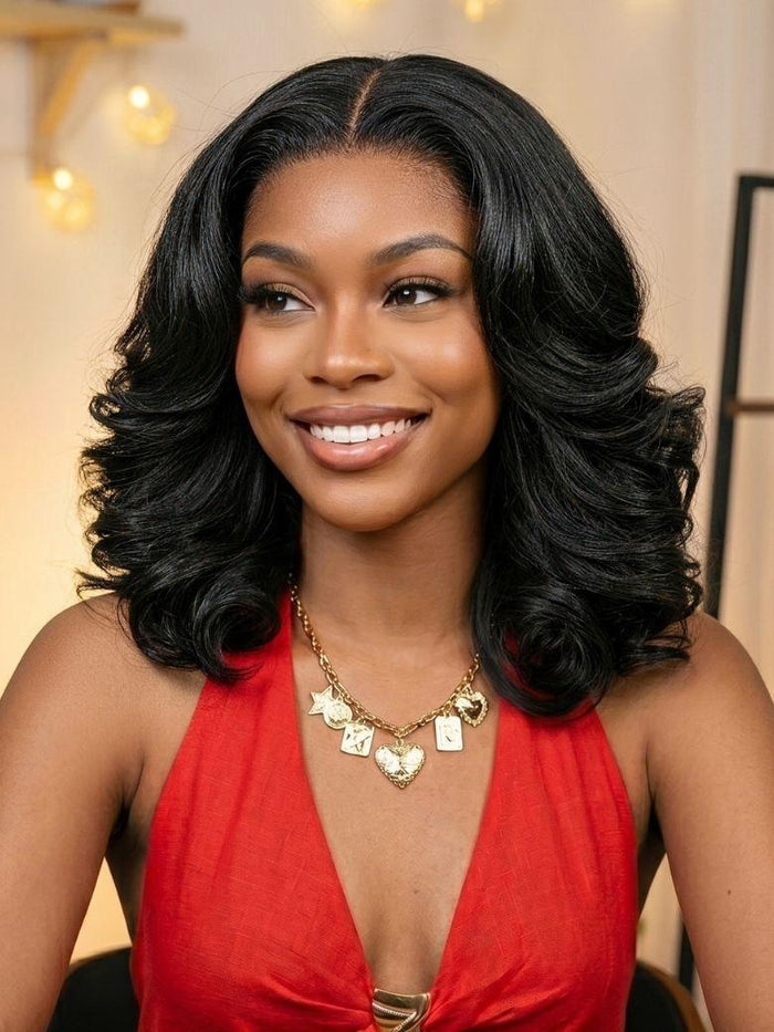 UNice 7x5 Bye Bye Slip™ Lace Soft Glam Layered Blowout Bob Wig with Invisi Drawstring