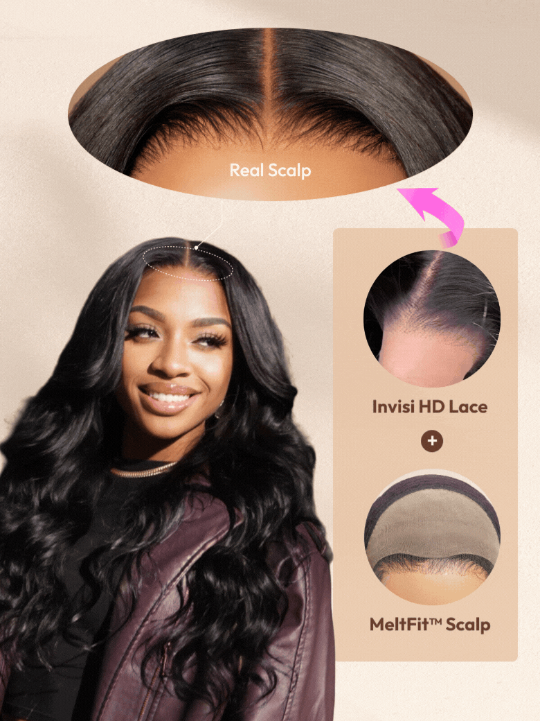 UNice HD Real Scalp™ Wig 13x4 Invisible Lace Frontal Body Wave Black Wig