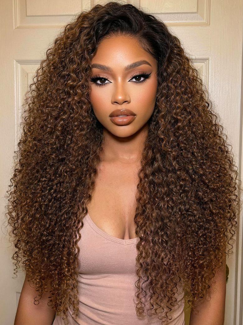 UNice 7x5 Bye-Bye Knots™ & 13x4 Pre-Everything™ Lace Frontal Pull And Go Black Fluffy Natural Loose Wave Curtain Bangs Wig with Free Ear Tape