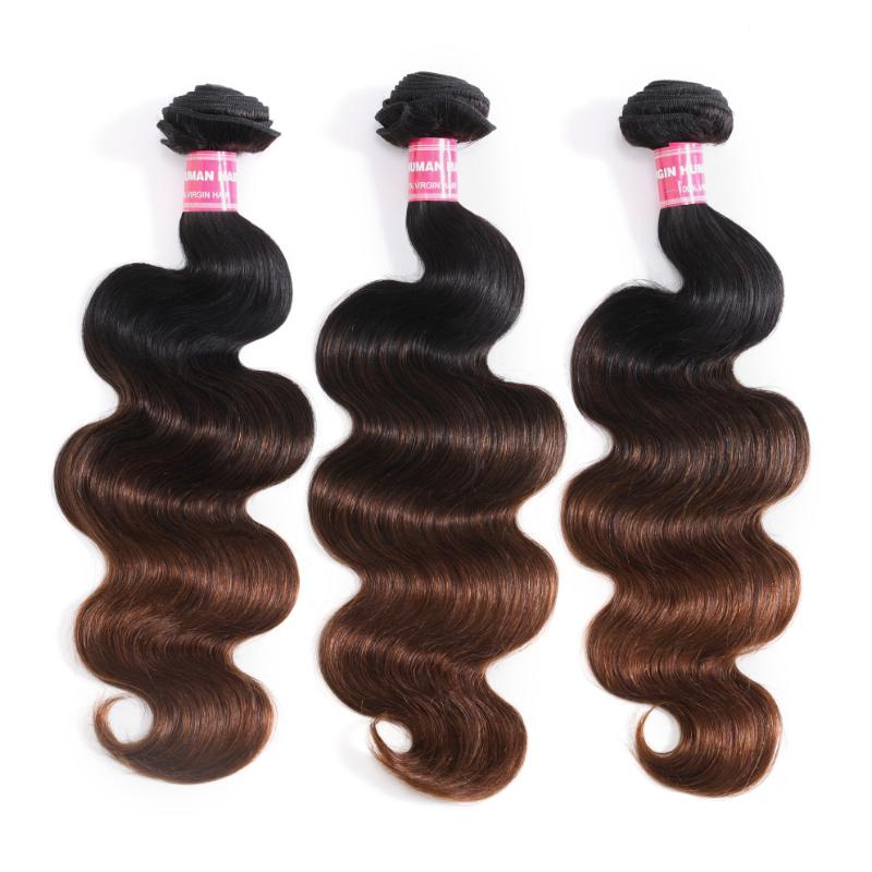 UNice Brown Balayage 4x4 Lace Closure With 3Pcs Body Wave Bundles