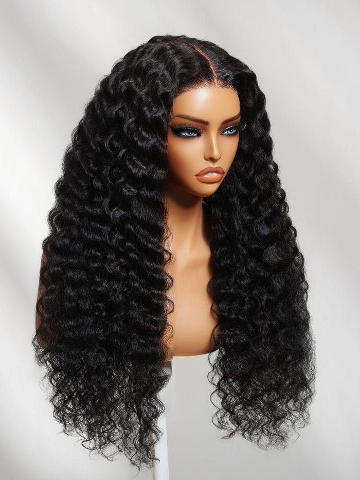 UNice 13x4 Pre-Everything™ Lace Frontal Black Crimped Deep Wave Wig with Invisi Drawstring