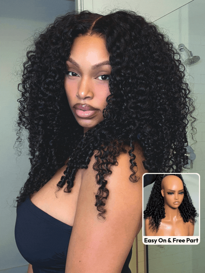 UNice 13x4 Pre-Everything™ No Slip Lace Frontal Natural Black Burmese Curly Wig with Finger Coily Ends