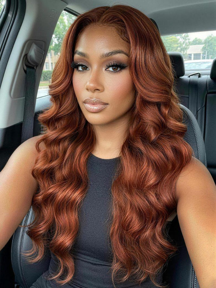 UNice 7x5 Bye Bye Slip™ Lace Auburn Copper Brown Body Wave Drawstring Wig Beginner Friendly