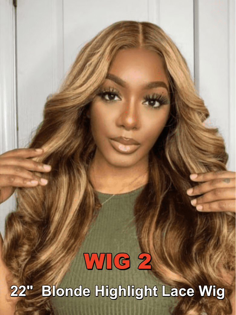 2 Wigs Start From $188 for 20"-22" Lace Wigs And 13x4 Pre Everything Drawstring Brown Highlight Wig