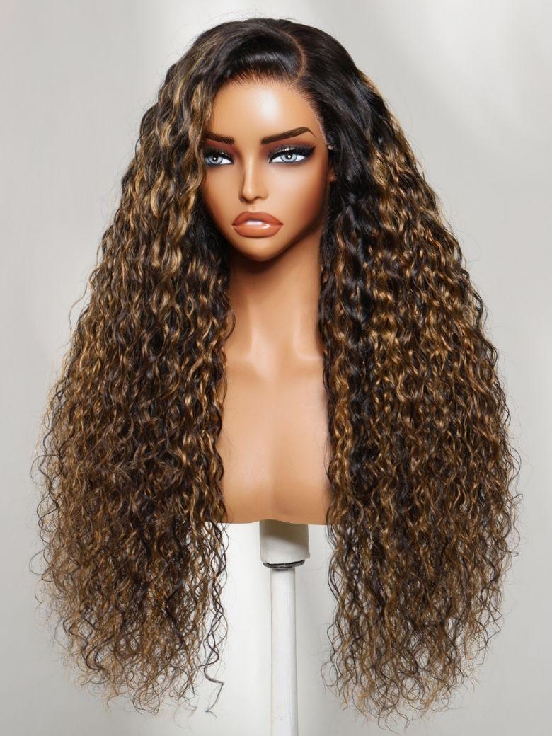 7x5 Bye Bye Slip™ Balayage Highlight Body Wave & Curtain Bangs Wig – Glueless Lace Pull & Go with Invisi Drawstring