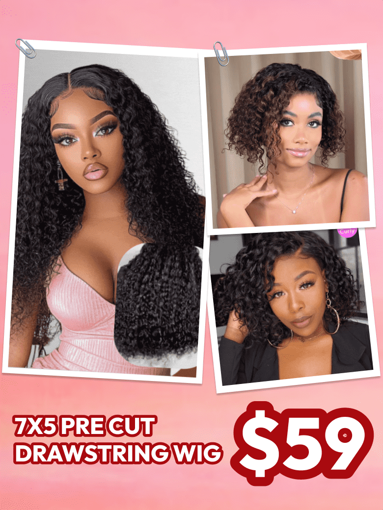 [Down to $69] 7x5 Bye-Bye Knots Wig Blonde with Brown Root Straight & Natural Black Short Curly Bob Wig