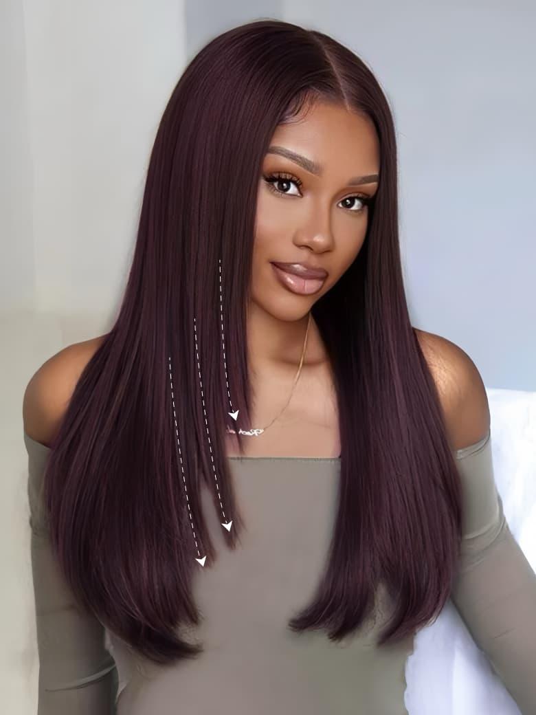 7x5 Bye-Bye Knots™ & 13x4 Pre-Everything™ Lace Frontal Black Cherry Layered Straight Wig