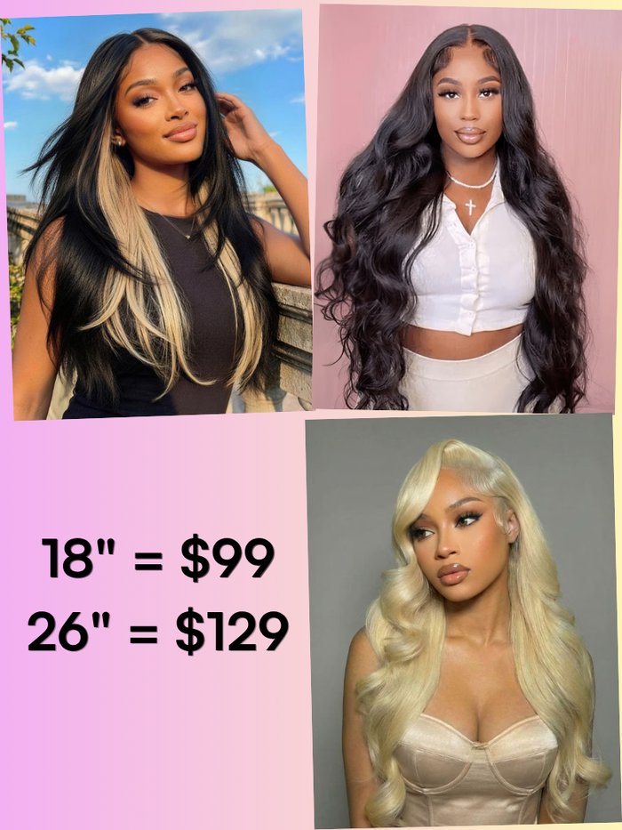 All Wigs 70% OFF : 7x5 Bye Bye Slip Wig | Full Lace Wig | 4x4 Pre Cut Lace Closure Wig