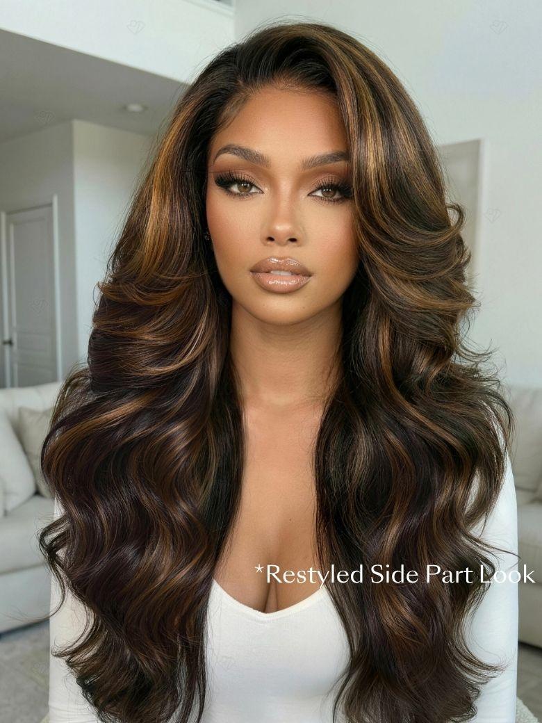 UNice 7x5 Bye-Bye Knots™ Wig Glueless Lace Sunset Jerry Curly for Reddish Brown Drawstring Wig With Bleached Knots