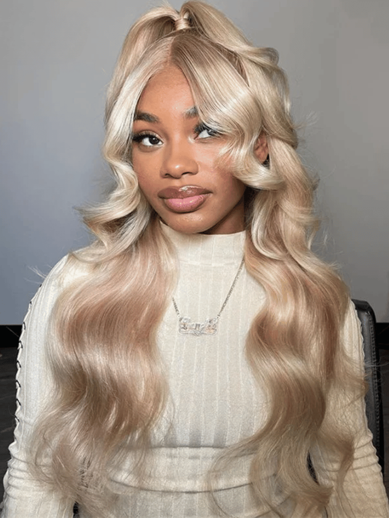 [22"/180% Density=$137] Bye-Bye Knots Wig 7x5 Lace Light Brown to Blonde Ombre Loose Wave Wig