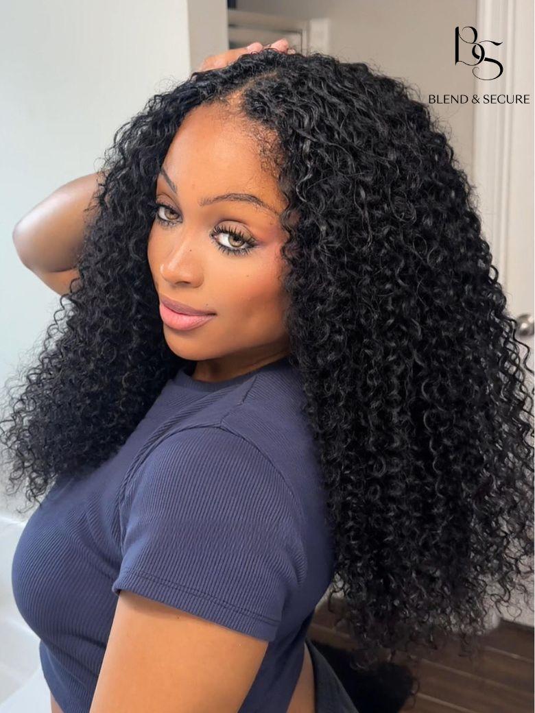 UNice Blend & Secure Half Wig Kinky Curly Glueless Wig for Beginners