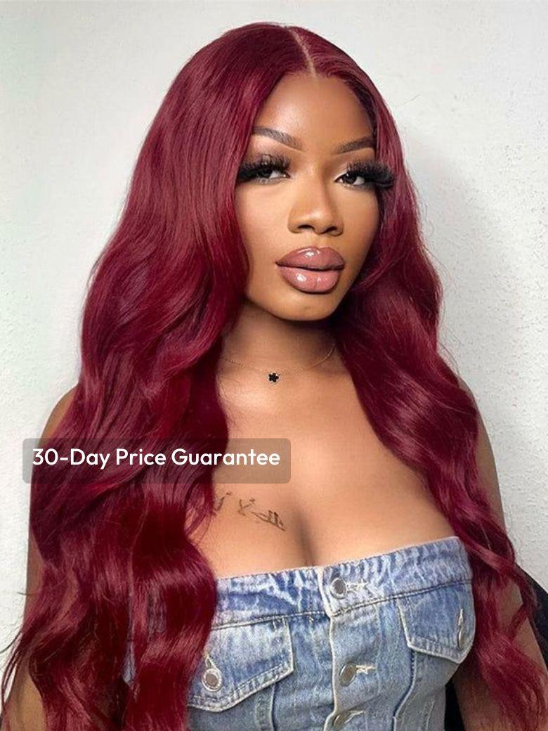 13x4 Pre-Everything Lace Frontal Warm Burgundy Loose Wave Wig