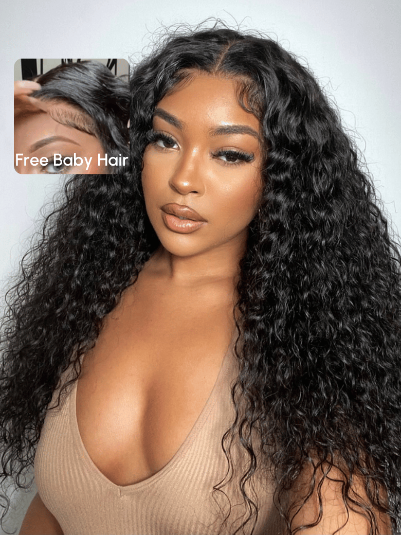 [$100-$50] Bye-bye Knots 7x5 Lace Baby Hair 30s Quick Install Glueless Water Wave Invisible Knots Wig 180% Density