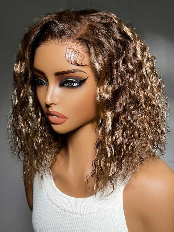 UNice 13x4 Bye Bye Slip™ Lace Frontal Caramel Brown with Honey Blonde Highlights Glueless Side Part Bob Wig