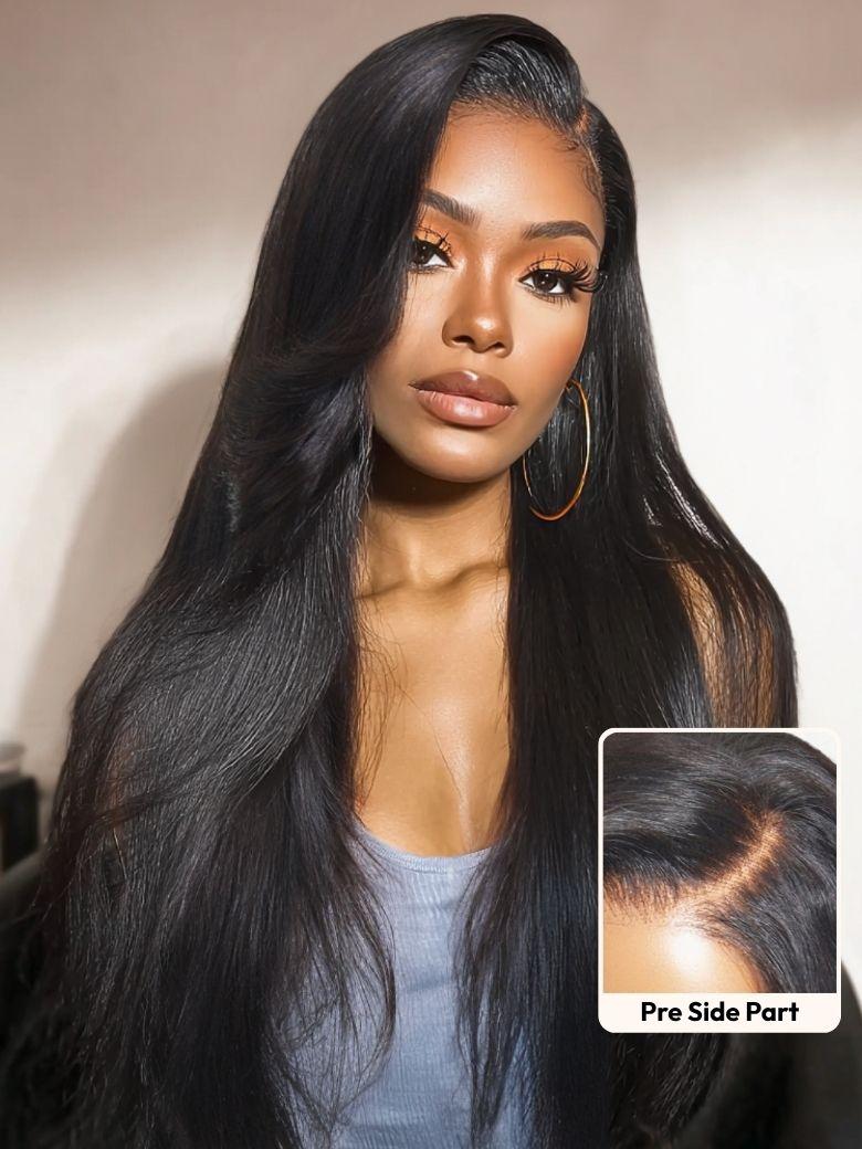[From 20"]Side Part Layered Straight 13x4 Pre-Everything™ Lace Frontal Drawstring Wig With Side-Swept Bangs