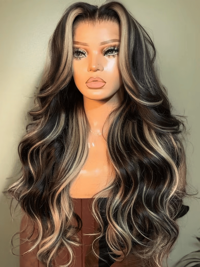 7x5 Bye-Bye Knots Wig Lace Loose Wave Butterscotch Highlights Brown Wig 150% Density