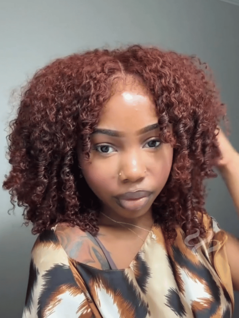 [Today $89] 7x5 Bye-Bye Knots™ Wig Glueless Lace Sunset Reddish Brown Jerry Curly/ Afro Kinky Curly Drawstring Wig & Yaki Straight Wig