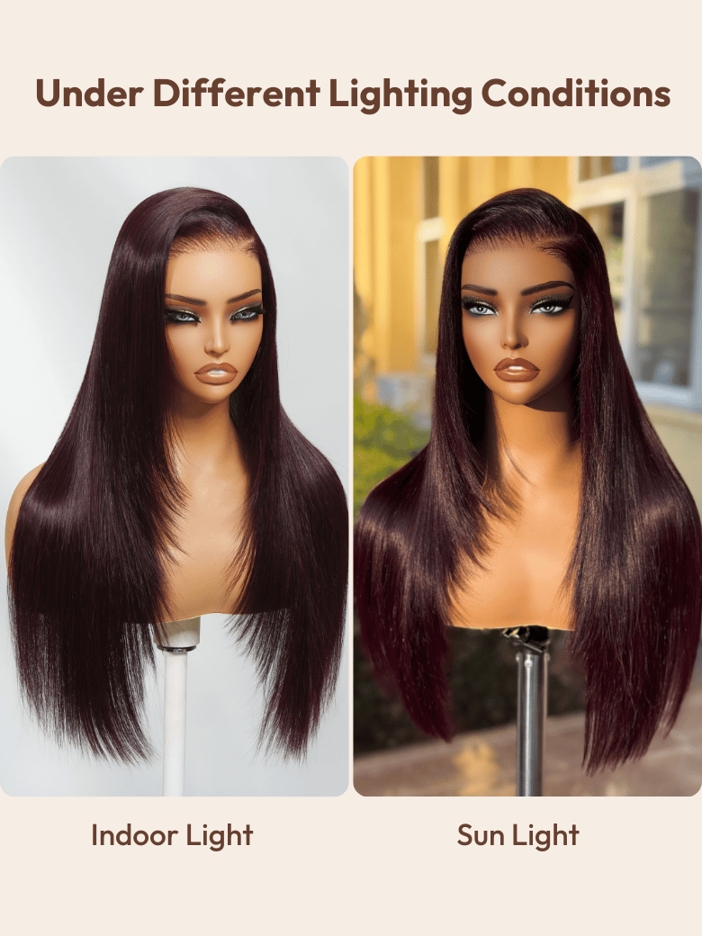 7x5 ByeBye Knots™ Super Melted Lace Frontal Black Cherry Layered Straight Wig