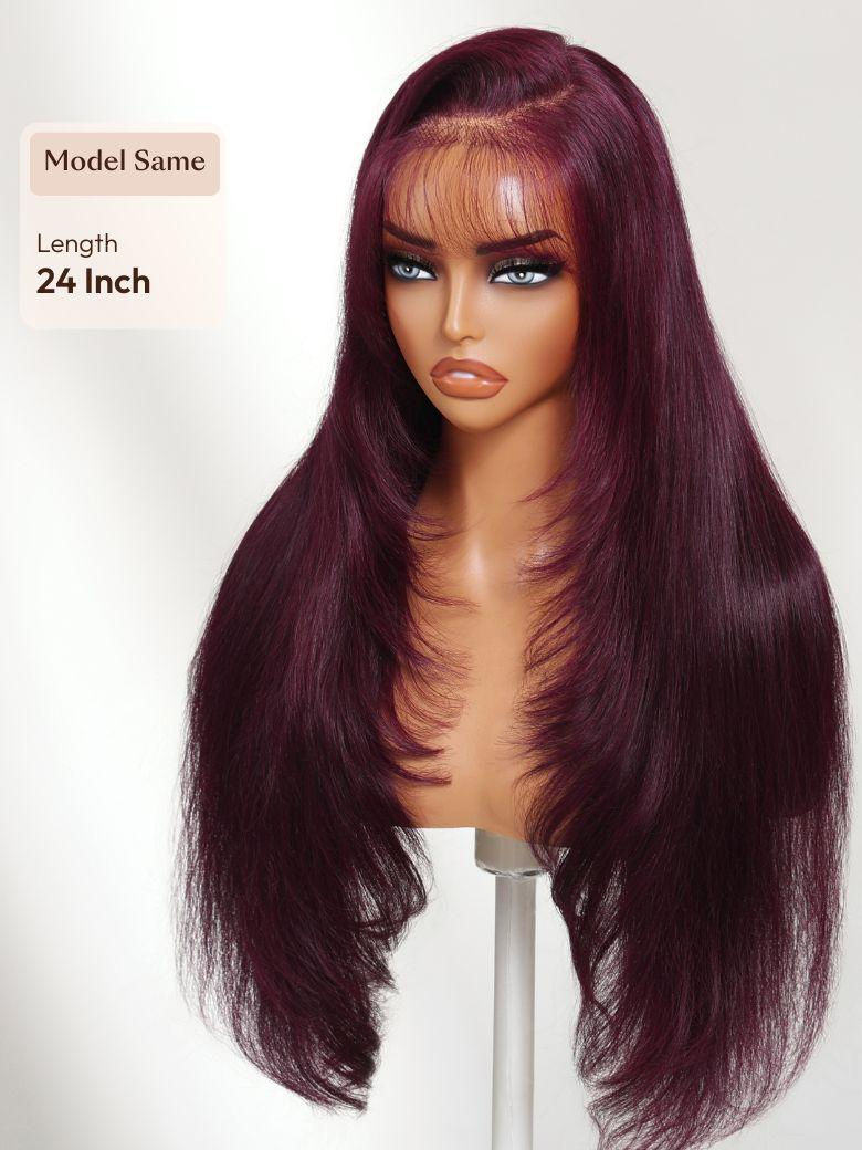 UNice 7x5 Bye-Bye Knots™ & 13x4 Pre-Everything™ Lace Frontal Purple Black Cherry Layered Straight & Loose Wave With Invisi Drawstring Wig