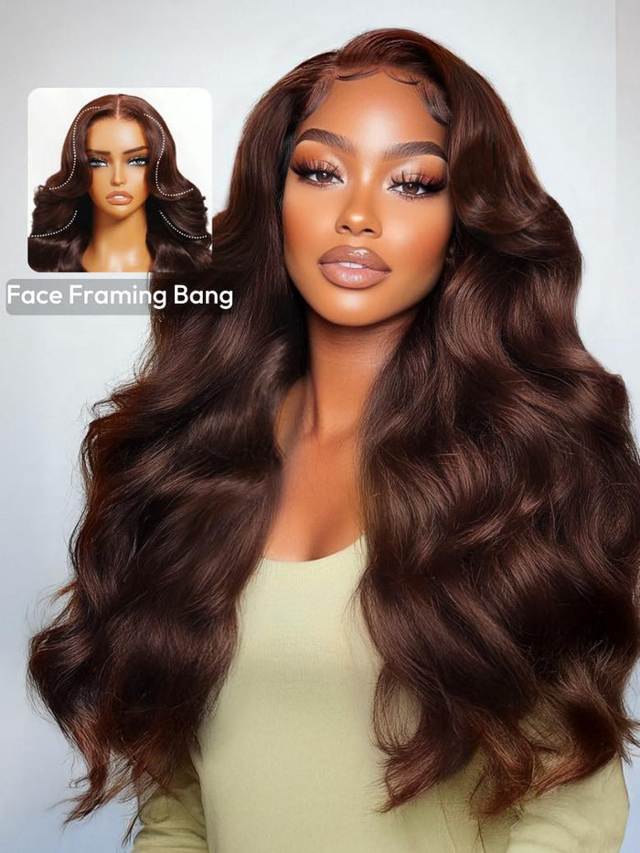13x4 Pre-Everything™ Lace Frontal Dark Auburn Loose Wave Wig with Face Framing Layers
