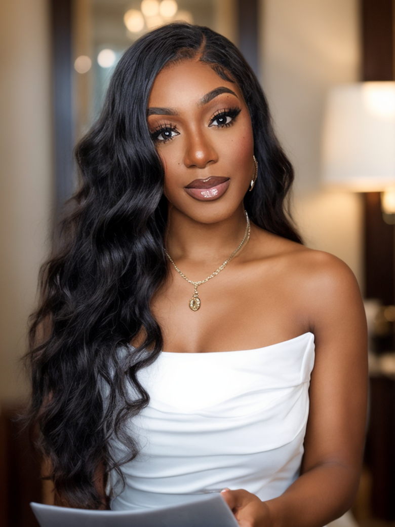 13x4 Lace Frontal Wig Body Wave 100% Human Virgin Hair Pre Plucked Natural Hair Line