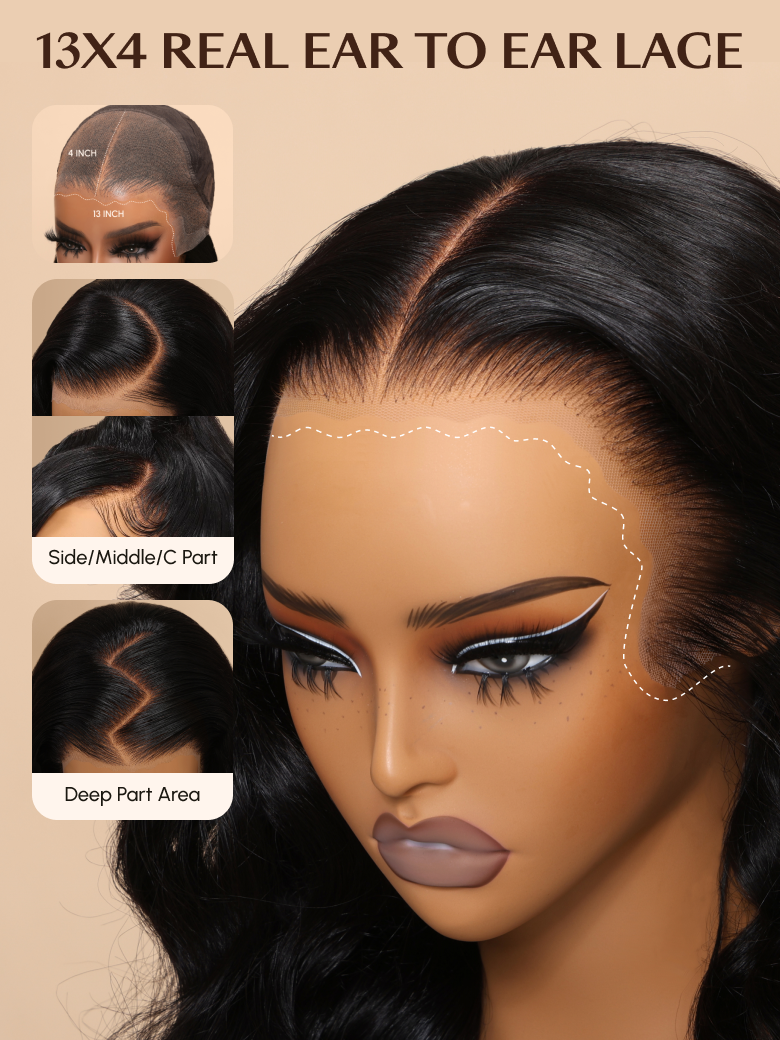 UNice 7x5 Bye Bye Knots Wig Glueless Lace Reddish Brown Body Wave Bleached Knots Bouncy Wig