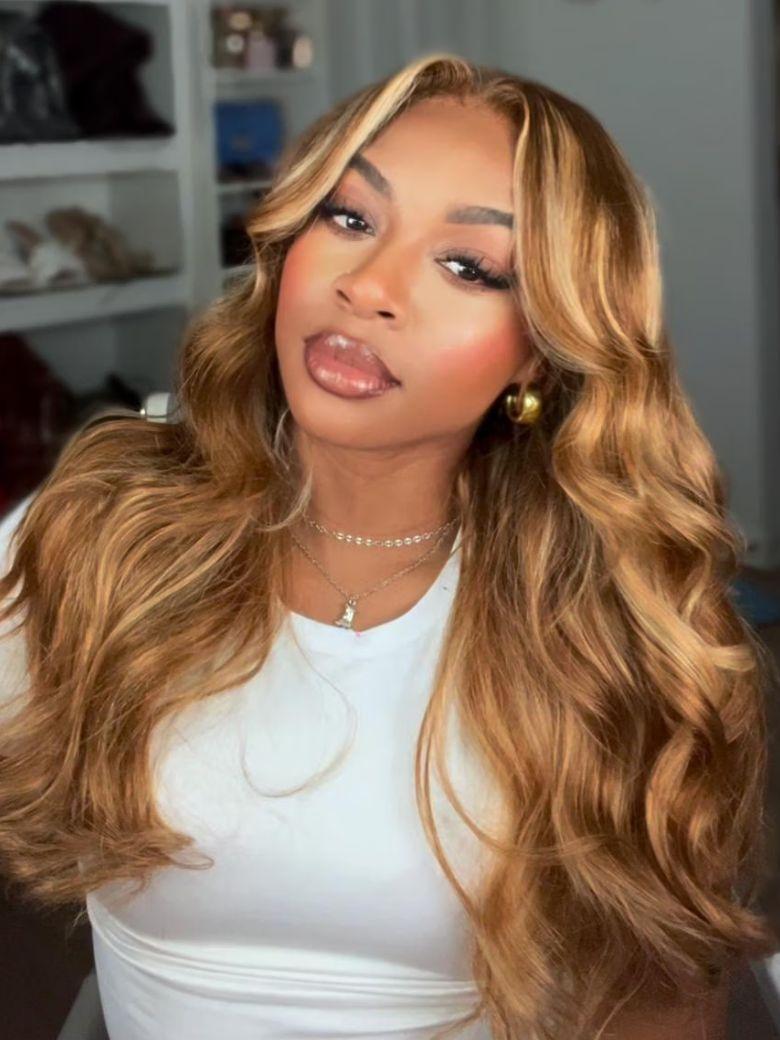 UNice Bye-Bye Knots Wig Pre-Cut 7x5 Glueless Lace & 13x4 Pre Everything Honey Blonde Body Wave Wig With Bleached Clean Knots