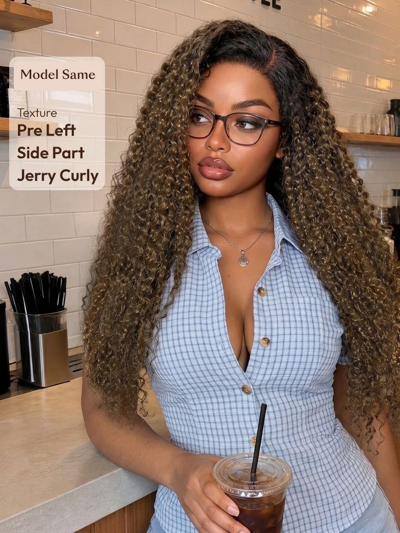 UNice 7x5 Bye Bye Slip™ Lace Ash Brown With Dark Roots Water Wave/Curly Glueless Wig with Invisi Drawstring