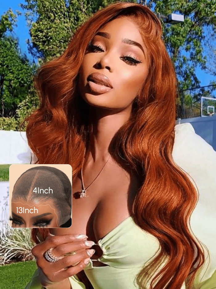 [16"=$97] 13x4 Pre Everything Lace Frontal Ginger Body Wave Human Hair Wig