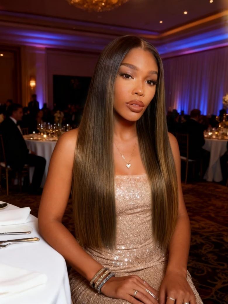 UNice Bye-Bye Knots 7x5 Lace Black to Chestnut Brown Ombre Yaki Straight Wig With Invisi Drawstring
