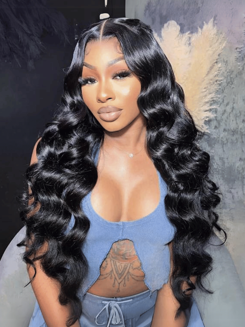 [200% Density & 20"=$117]6x4.5 Pre Cut Lace Body Wave Black Quick & Easy Glueless Wig With Breathable Cap No Baby Hair