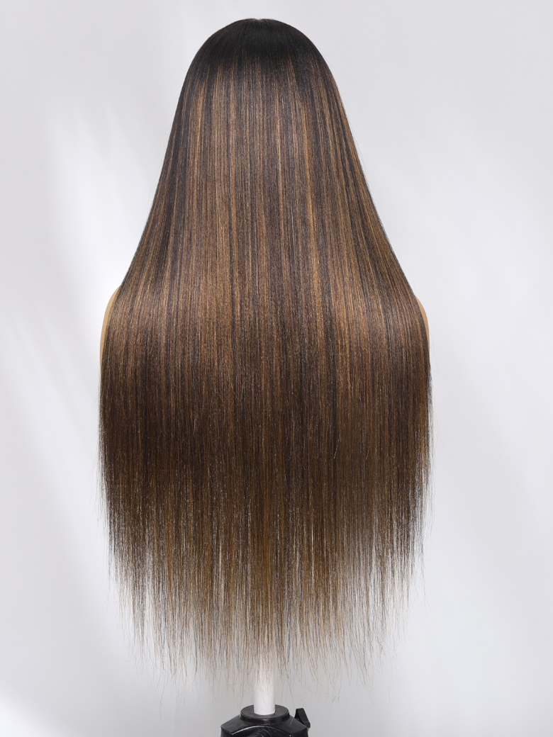 Unice Brown Hair With Highlights Body Wave Wig With Face Framing Layers Beginner Friendly V Part 150% Density