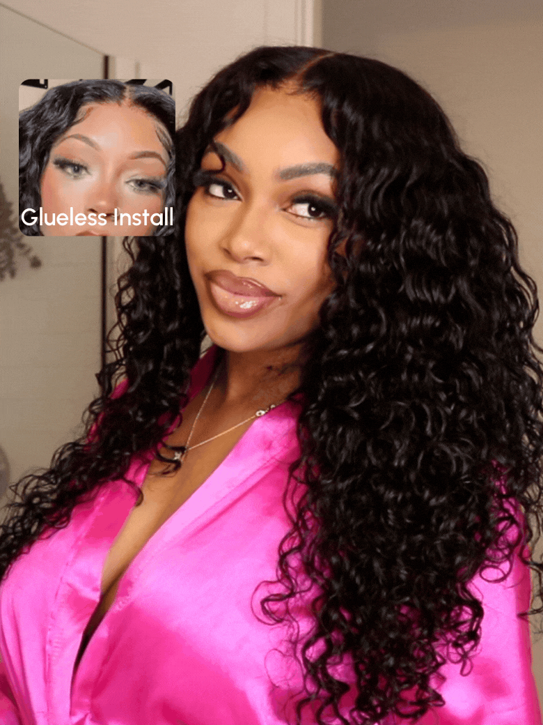 7x5 Bye-Bye Knots™ Wig Quick Glueless & HD Lace Wet & Wavy Water Wave Invisible Knots Wig With Free Baby Hair Service