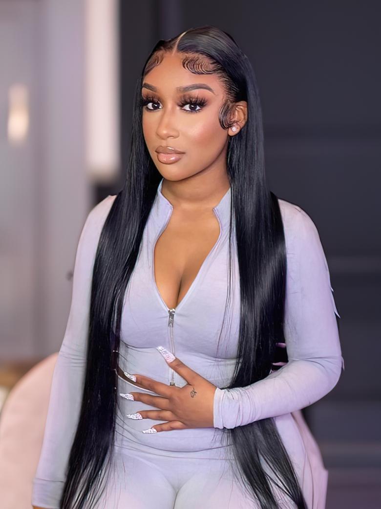 UNice Pre Plucked Hairline Breathable 360 Lace Wig Straight Human Hair Wig Natural Black Wig