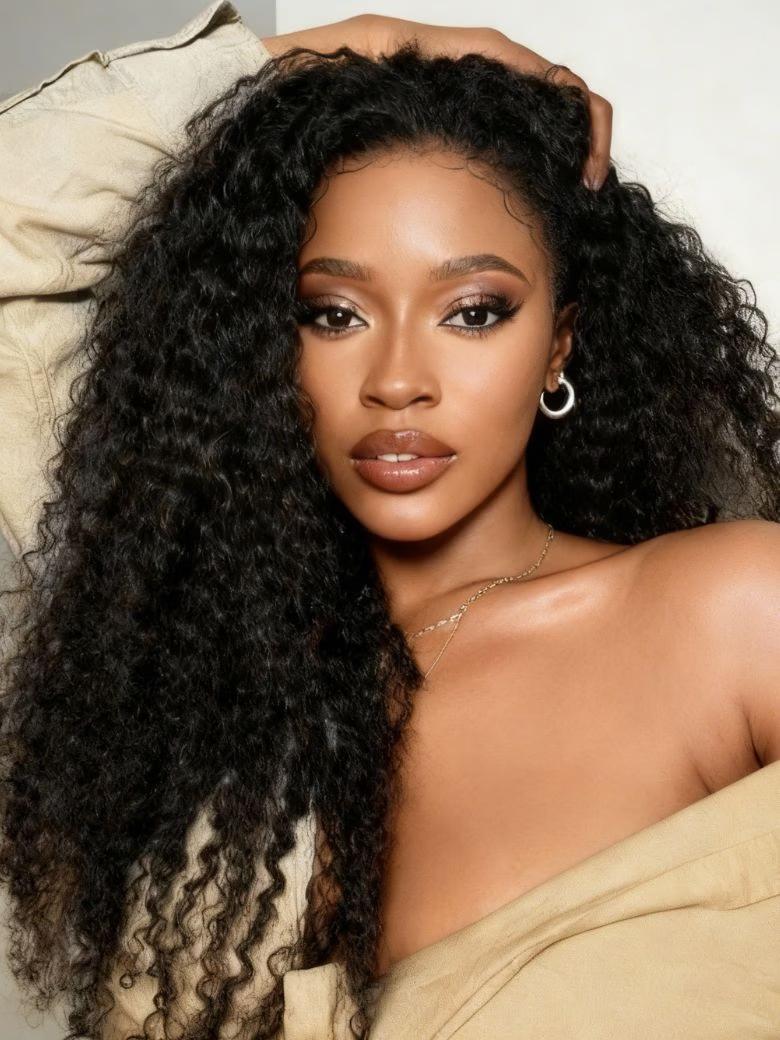 [With Invisi Drawstring] UNice  Bye-Bye Slip™ 7x5 Lace Natural Black 4D Mixed Texture Burmese Curly Wig
