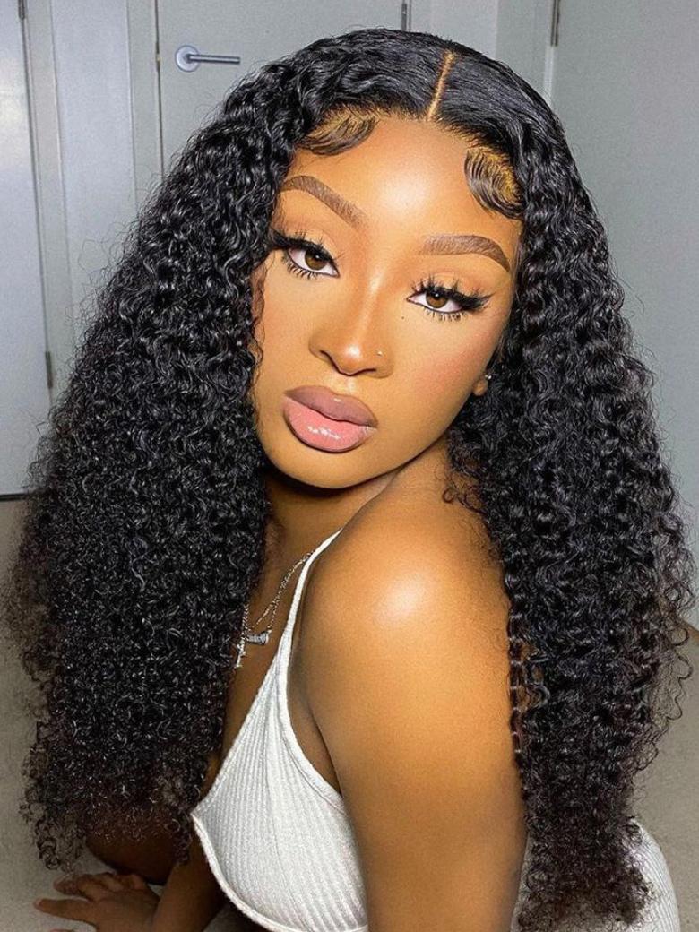 UNice 13x4 Pre-Cut Lace Front Super Secure Kinky Curly Wig Real Ear To Ear Pre-Cut & Pre-Pluck &  Pre-Bleached Pre-Everything Wig