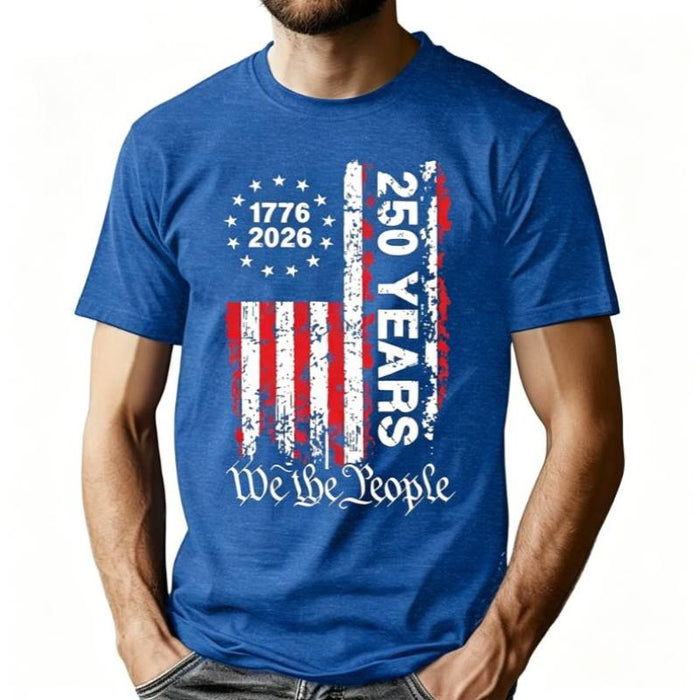 250th Anniversary USA Shirts for Men American Flag T-Shirt 4th of July Shirt 250 Years Birthday Patriotic Tops