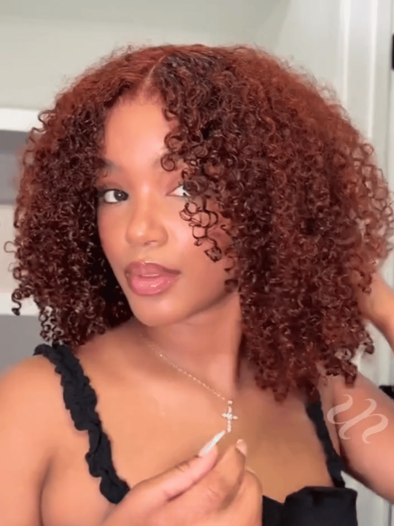 UNice 7x5 Bye-Bye Slip™ Wig Glueless Lace Sunset Afro Kinky Curly & Jerry Curly for Reddish Brown Drawstring Wig