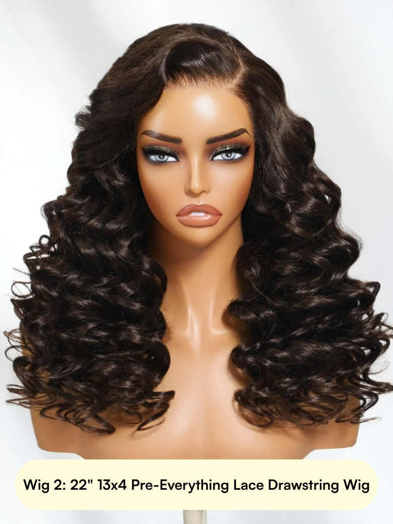 [All 24"=$149] 200%/ 180% Density 13x4 Front Lace Chocolate Brown/ Honey Highlights/ Burnt Orange Wigs