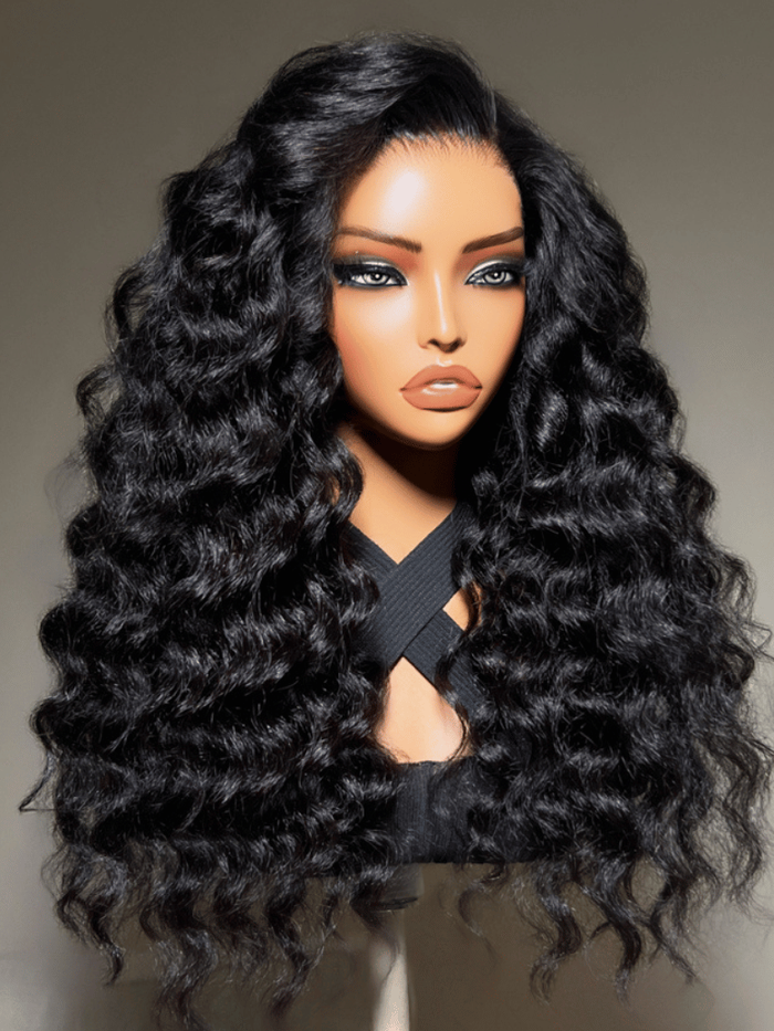 UNice 13x4 HD Real Scalp™ Wig Invisible Lace Frontal Black Kinky Straight Wand Curls Glueless Wig With Invisi Drawstring