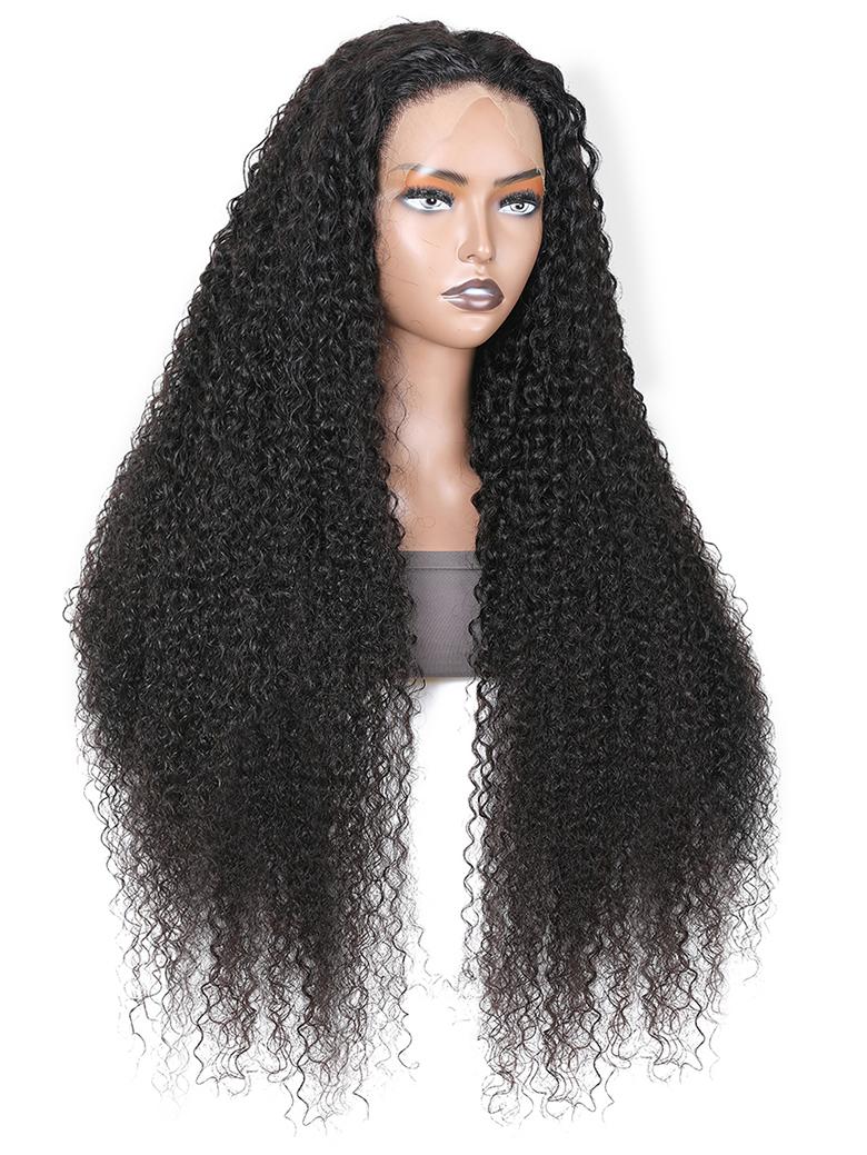 13x4 HD Lace Frontal Curly Glueless Wigs Human Hair Wigs 150% Density Natural Color