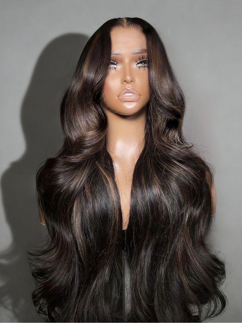UNice 13x4 Pre-Everything™ Lace Frontal Brown With Caramel Highlights Yaki Loose Wave Drawstring Wig