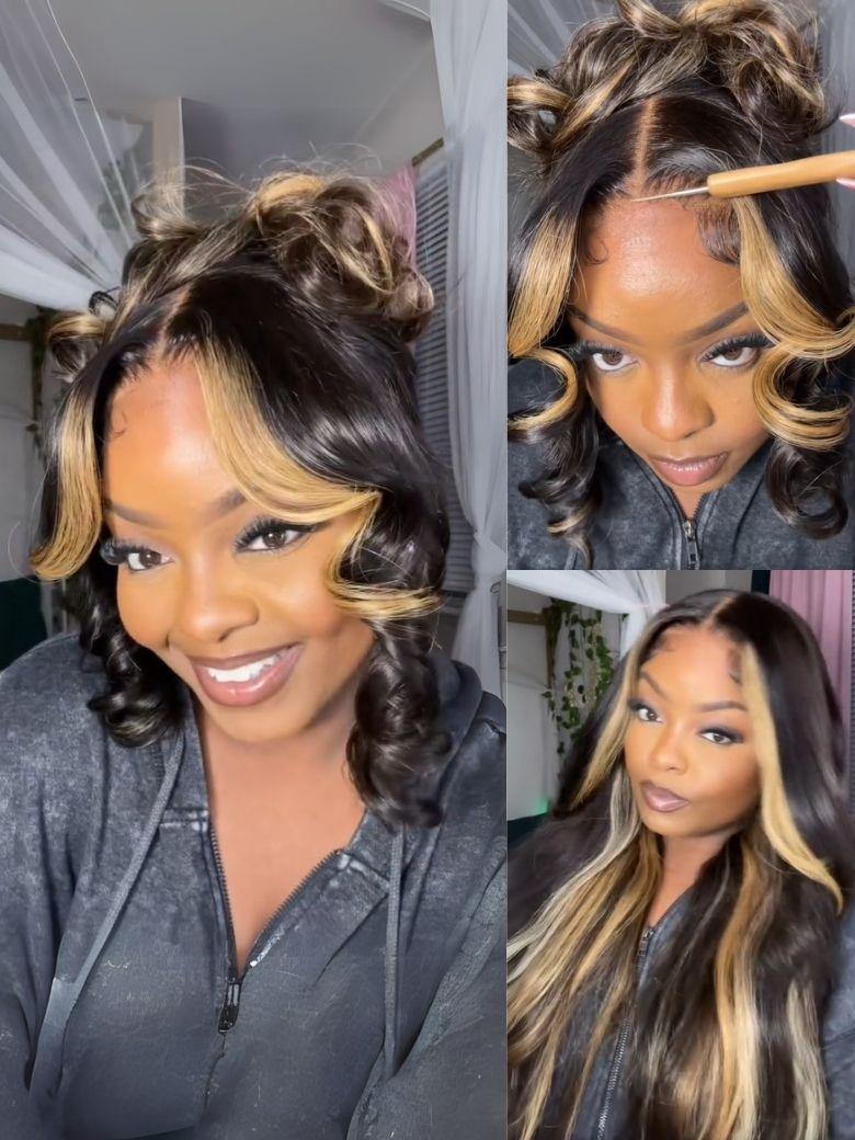 UNice Bye-Bye Knots Wig 7x5 Lace Loose Wave Butterscotch Highlights Brown Wig 150% Density